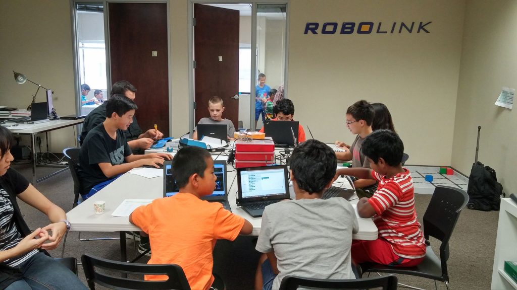 Students around table at Robolink